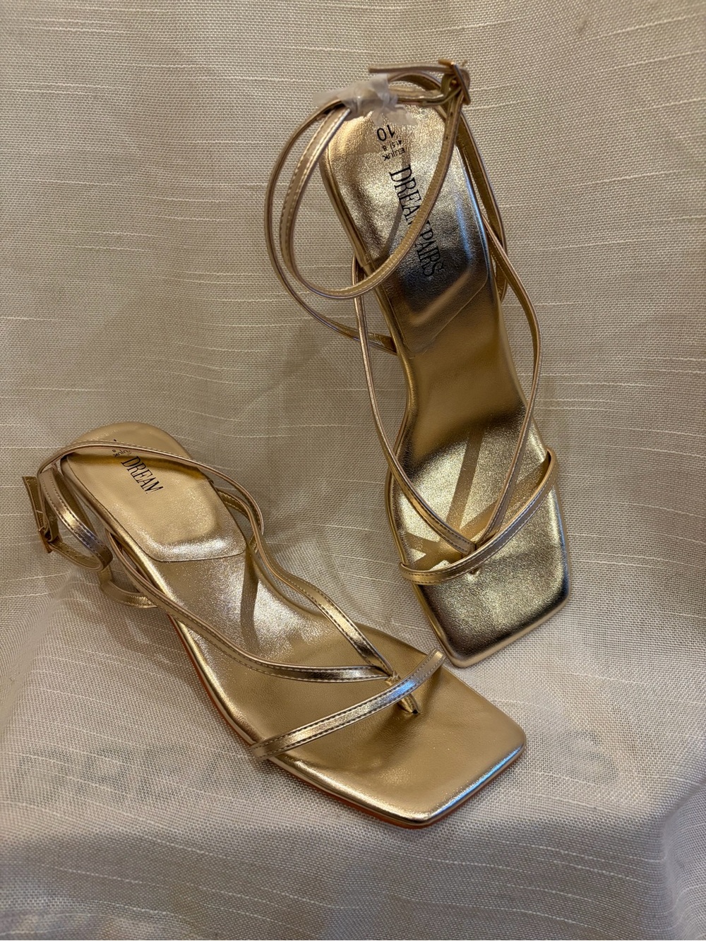 Dream Pairs Rose Gold Strappy Square-Toe Heeled Sandals